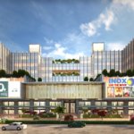 Front view of Omaxe Courtyard commercial project in Gomti Nagar, Lucknow showcasing modern shops and office spaces