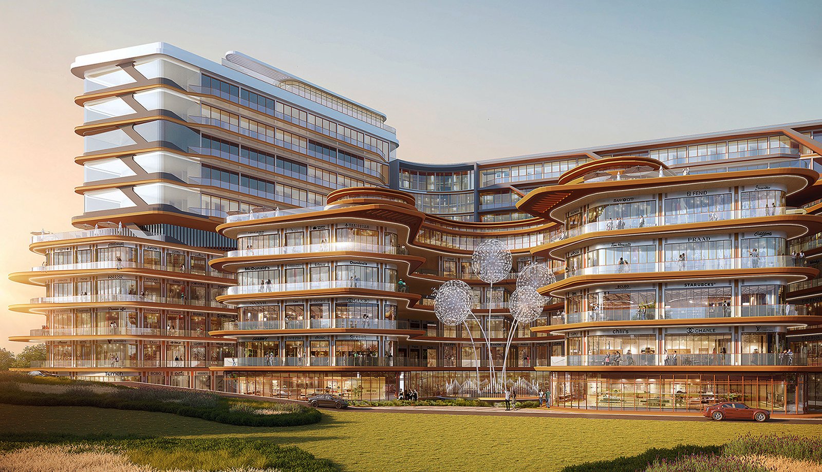 Modern commercial complex at Migsun Lucknow Central in Golf City