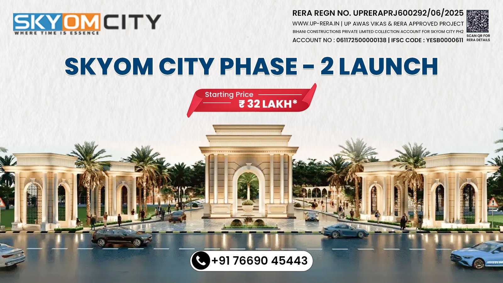 SKYOM City Phase 2 Launch – Premium Plots UP Awas Vikas & RERA Approved Project. skyom city phase 2